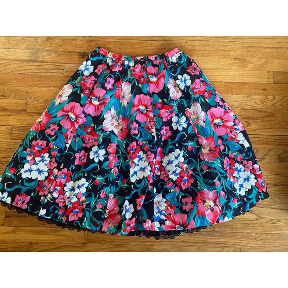 Vintage Carefree Fashions floral print swing skirt line dancing full crinoline * - Picture 3 of 8